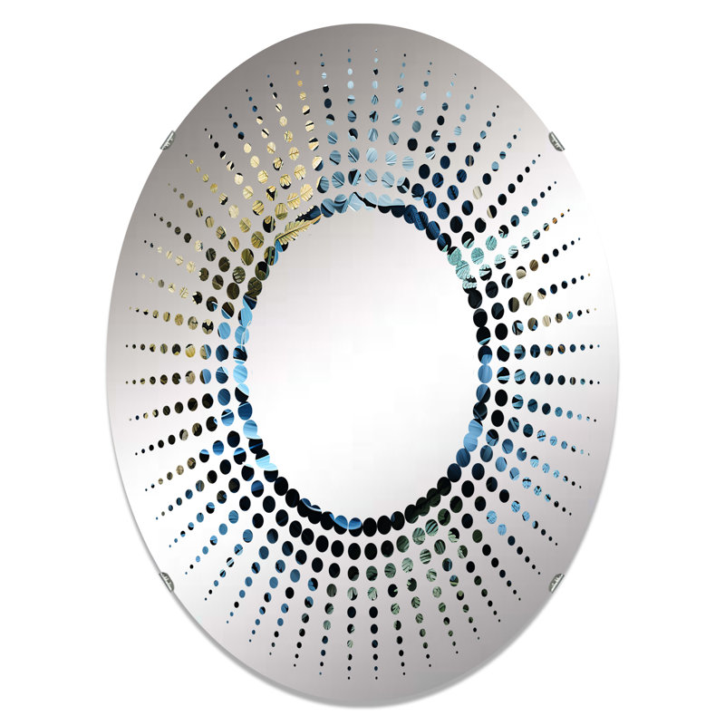 Fougères bleues Verdant Elegance I - Miroir décoratif Starburst-MIR111885-Ovale, L 20 po x H 30 po