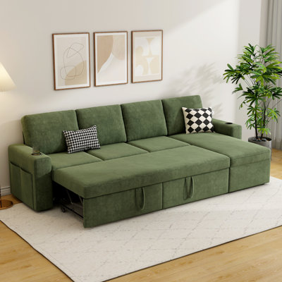 Canapé-lit rembourré en L avec chaise de rangement en L 100,5 po Hatuner