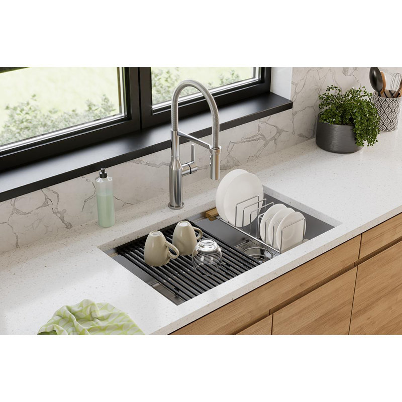 Crosstown Workstation 32" L x 19" W Undermount Kitchen Sink with Accessories, 18-Gauge