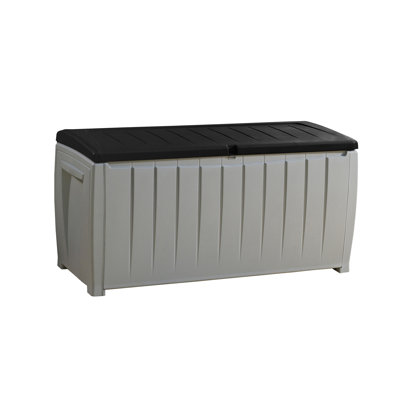 Keter Novel 90 Gallon Durable Resin Outdoor Storage and Organization Deck Box Ideal For Garden Patio Furniture and Supplies by Keter
