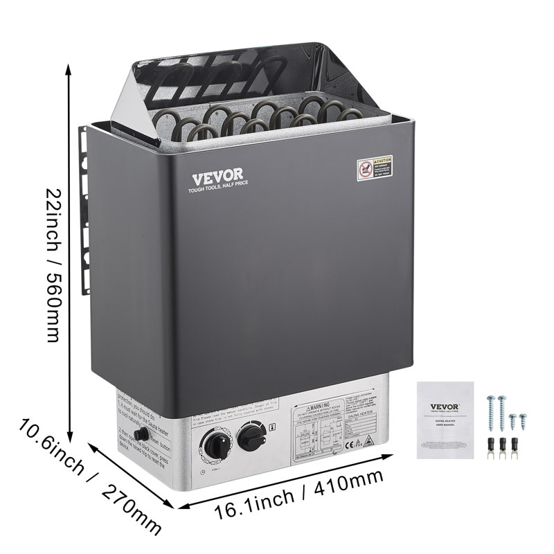 VEVOR 6KW Black Stainless Steel Electric Sauna Heater