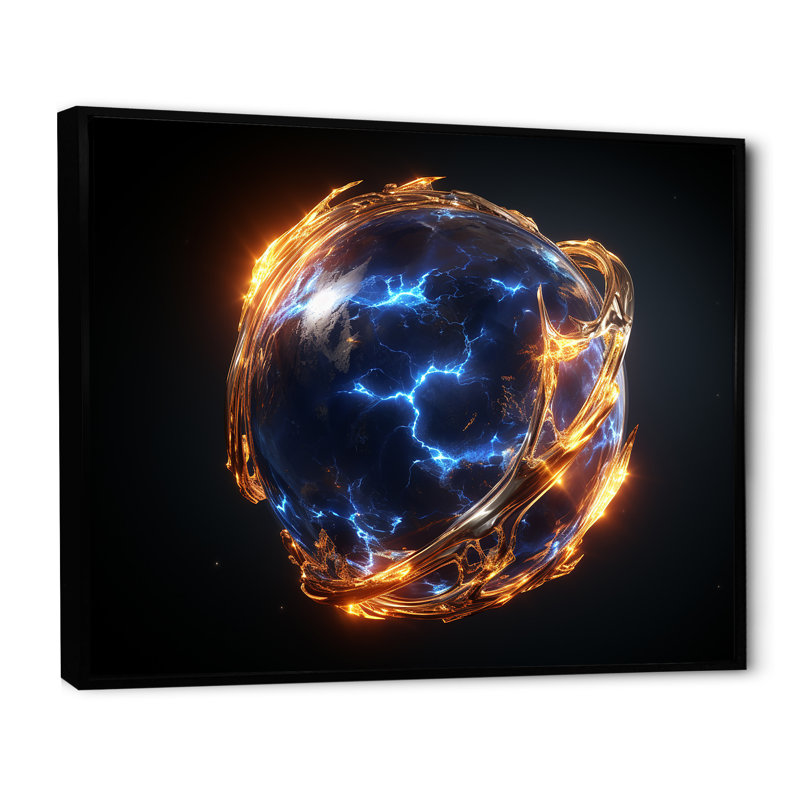 Orbite bleue et bleue - Art mural, H 30 po x l 40 po x P 1,5 po, Cadre flottant noir
