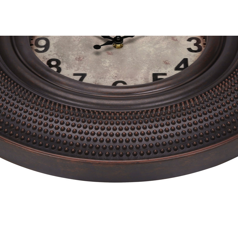 Clocks, 20" Round, Wall Clock, Antique Brown, Transitional