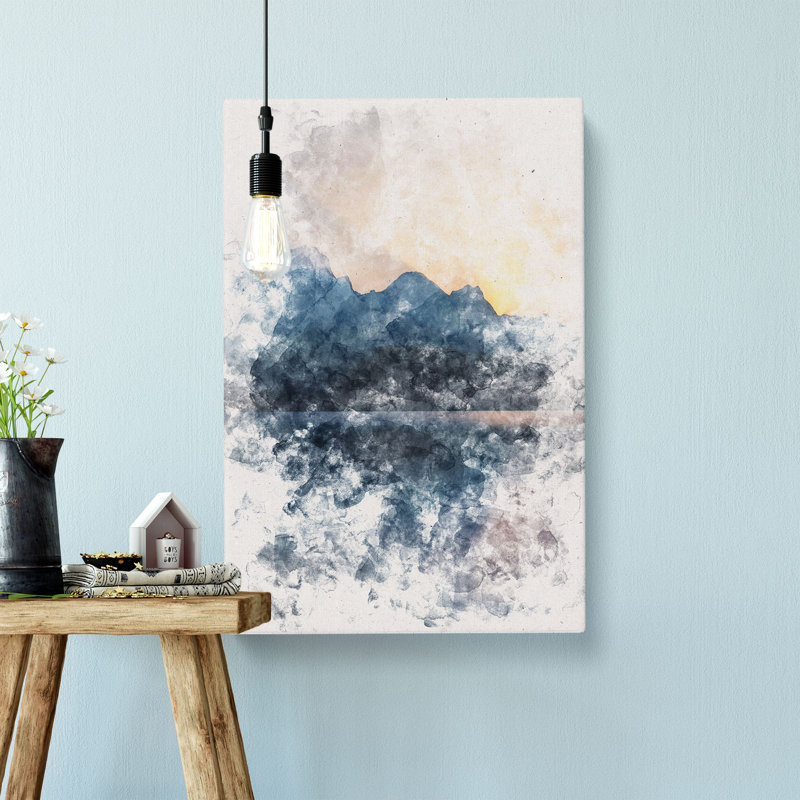 Sunrise Over The Mountains Abstract - Wrapped Canvas Painting, 50cm H x 35cm W x 3cm D