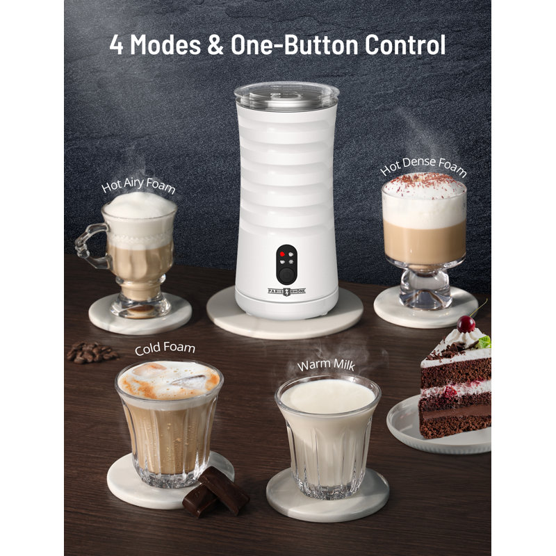 Machine à cappuccino électrique 4 en 1 avec 2 agitateurs supplémentaires, contrôle de température Strix, mousse de lait chaude / froide pour cappuccino et macchiato 