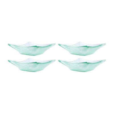 Glass Dinnerware 5.5" x 5.5" x h:1.75" 6 oz. Square Clear Glass Deep Plate (Set of 4)