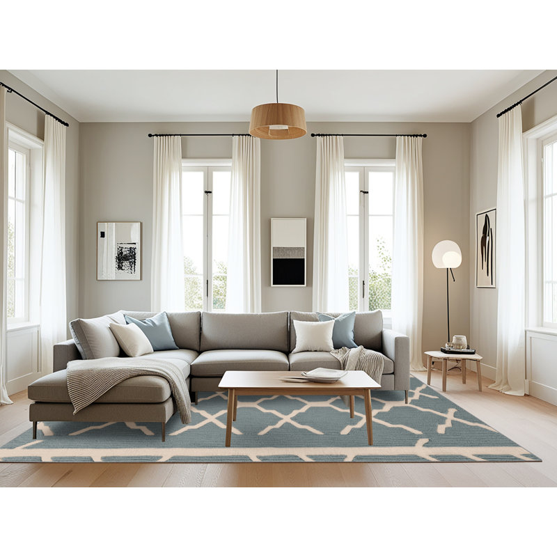 Tapis gris en treillis lavable à la machine, Rectangulaire 8 pi x 12 pi