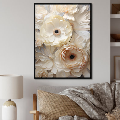 Beige minimalisme Ranunculus Dreams - art mural sur toile Renoncule