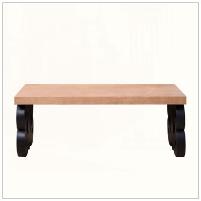 47" Rectangular Wood Scroll Base Coffee Table