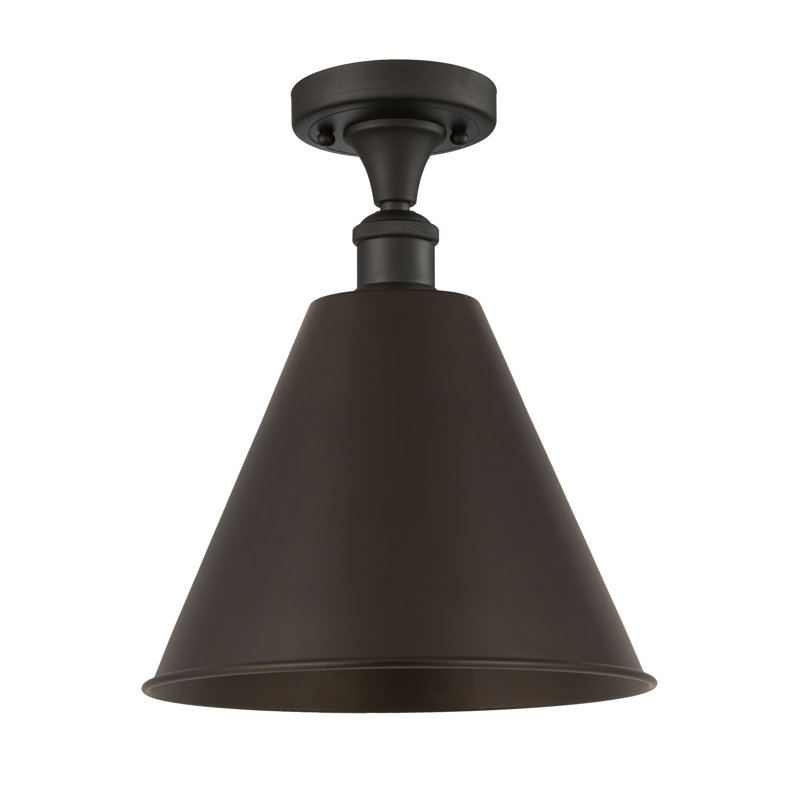 Plafonnier semi-encastré 1 lumière 8 po, H 14,75 po x l 12 po x P 12 po, Ampoule non incluse, Bronze huilé