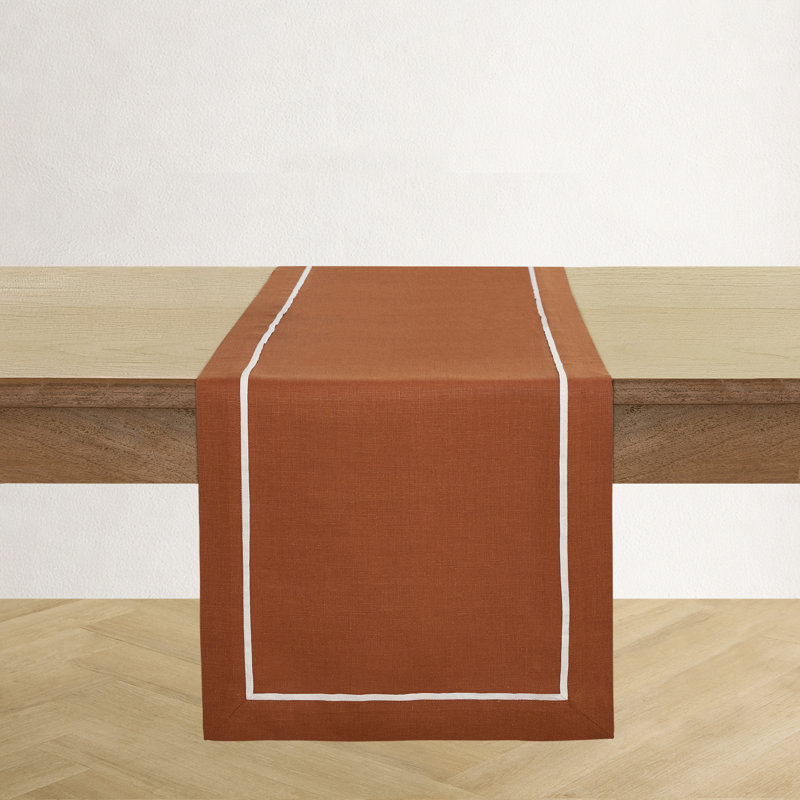 100% Pure Linen Table Runner -kensington, 48" x 14", Cinnamon