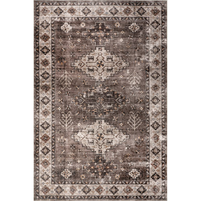 Tangires SplashGuard Medallion Machine Washable Area Rug