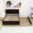 Wooden Platform Bed with Trundle and Shelves-121827142-121827143