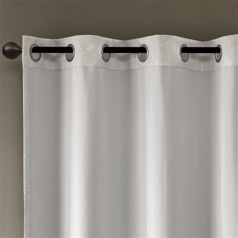 Ogee Knitted Jacquard Total Blackout Curtain Panel(Only 1 Pc Panel), Ivory, 50" W x 84" L
