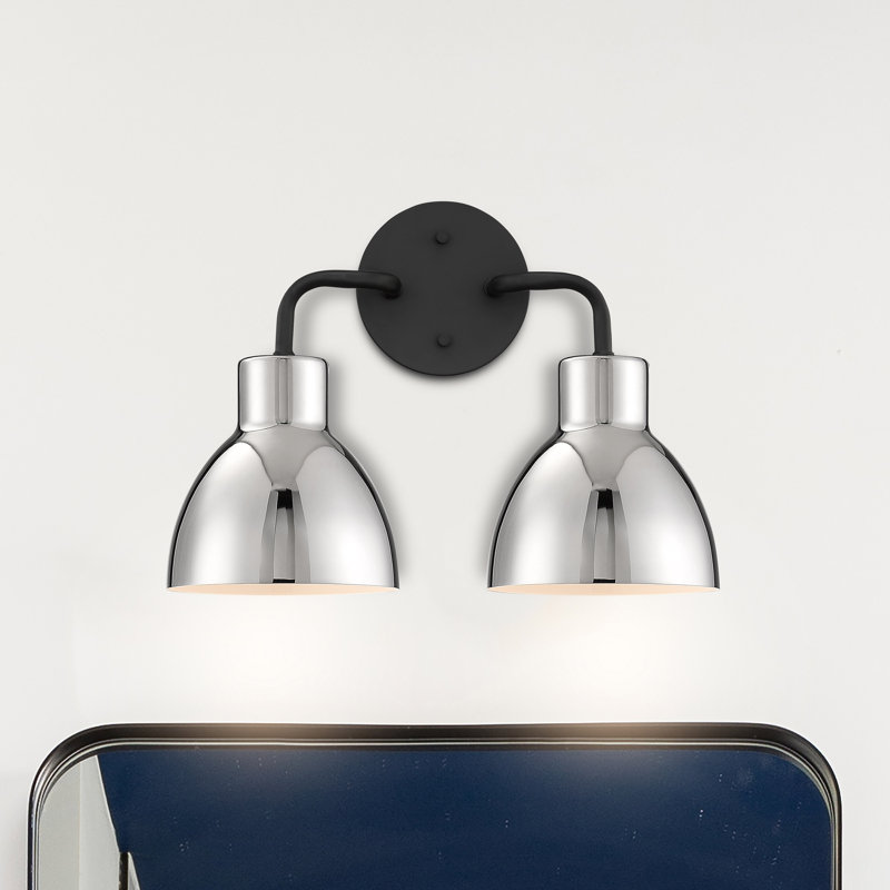 Éclairage pour salle de bain à intensité variable 2 lumières Florian, Noir mat, Nickel poli