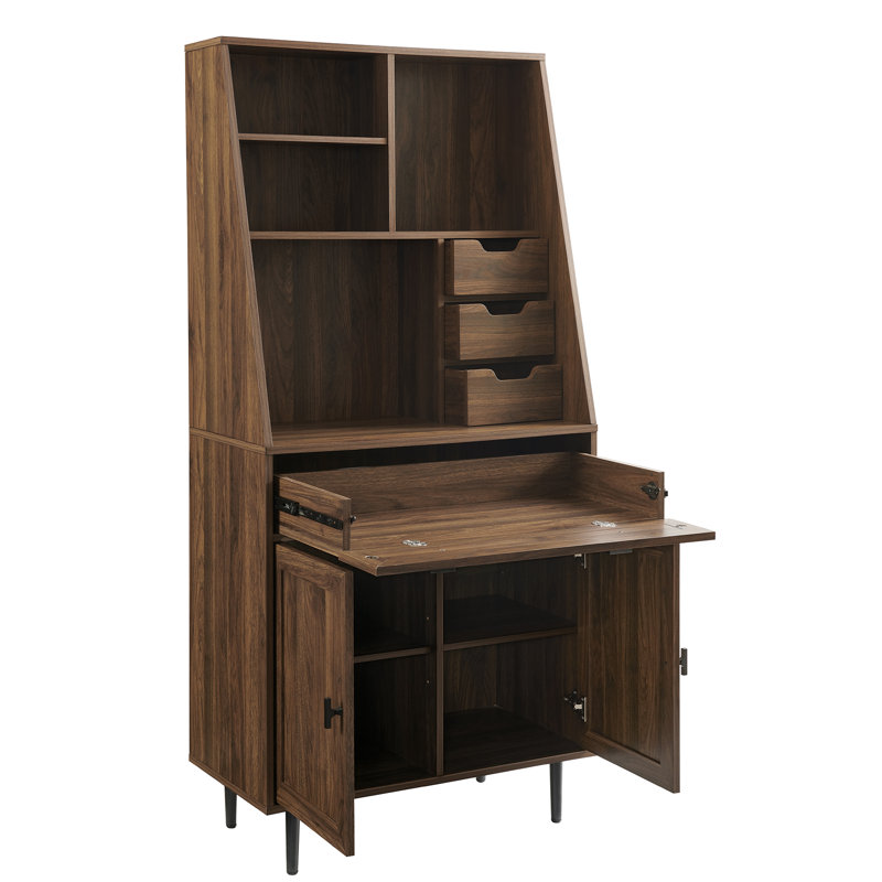 Armoire de rangement à 4 tiroirs Fairlin, Noyer foncé