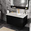 Meuble-lavabo flottant de 30 po, noir, sans lavabo, grand rangement, formaldéhyde bas, meuble-lavabo à installation rapide, conception murale, sans tiroir, assemblage facile, utilisation durable