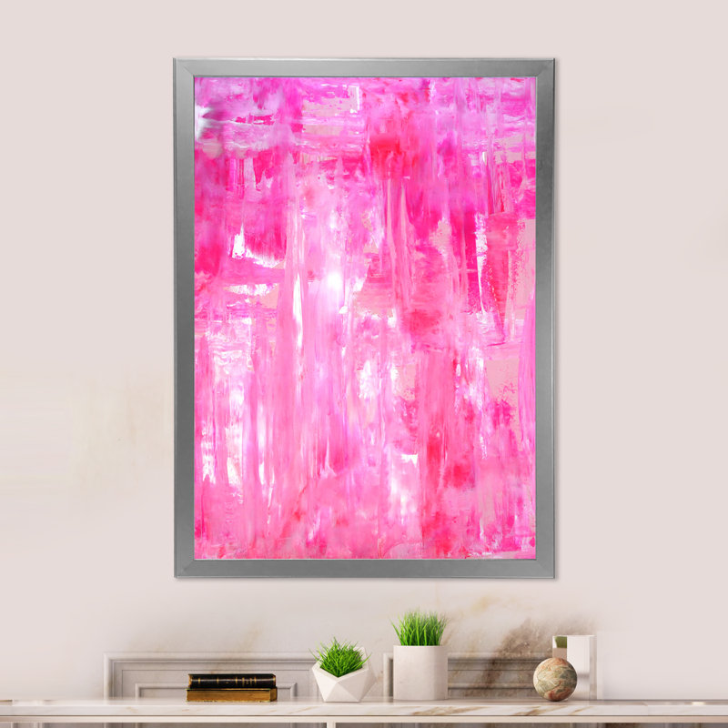 Reproduction d'art moderne sur toile rose, art abstrait VII, H 20 po x l 12 po x P 1 po, Impression argent sur toile encadrée