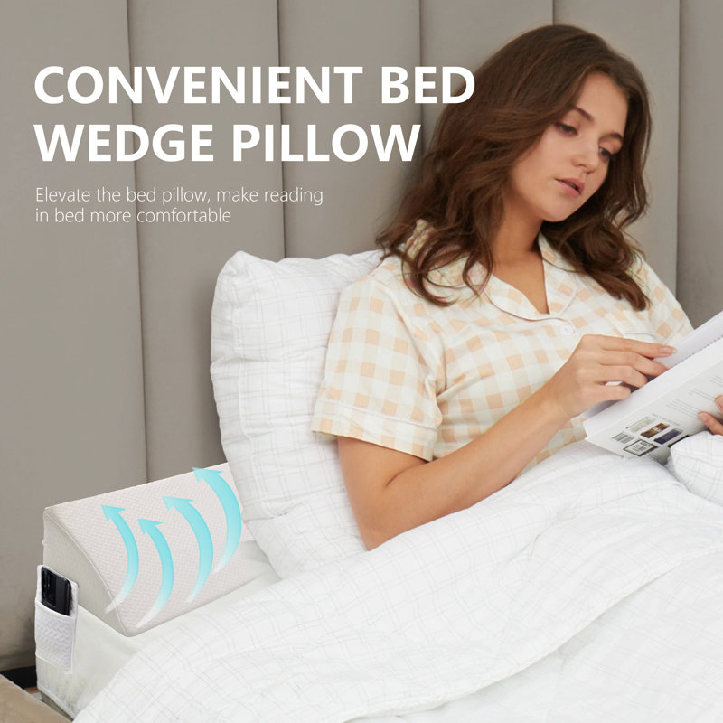 Sit-up Back Comfort Foam Bed Wedge Pillow/Headboard Pillow/Mattress Wedge, Gap Filler to Close The Gap Compression, 6" x 59"