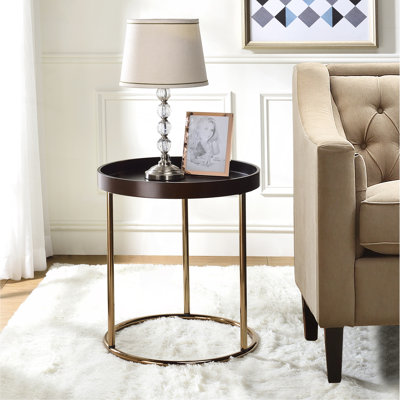 Table-plateau ronde Genoa avec cadre, espresso