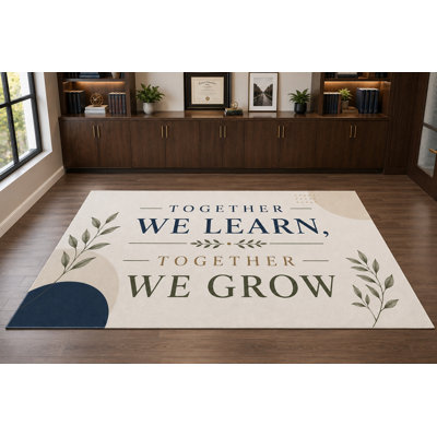 Tapis « Ultra Fin » 152 x 213 cm « Apprenons et Grandissons Ensemble » pour bureau de direction, salle d'étude, salon et bureau à domicile, moquette douce à poils courts avec envers antidérapant en silicone