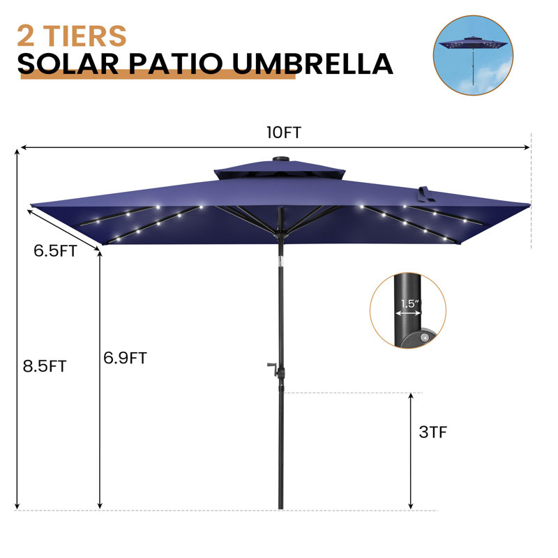 Parasol carré en porte-à-faux 10 pi Goodner, base lestée non incluse, Marine