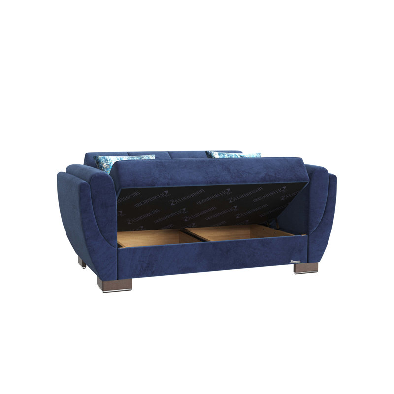 Causeuse convertible rembourrée avec rangement en microfibre
