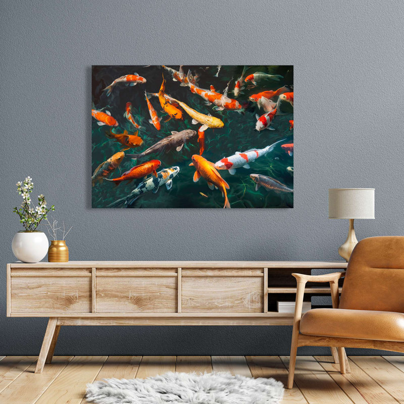 Pond With Koi-Fish by Teo Rizzardi - Wrapped Canvas Print, 70cm H x 100cm W x 4cm D