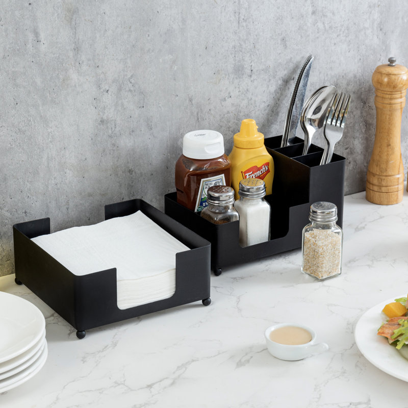 Ensemble de porte-serviettes d'invité 2 pièces - Plateaux de distributeur de papier essuie-tout en métal noir mat