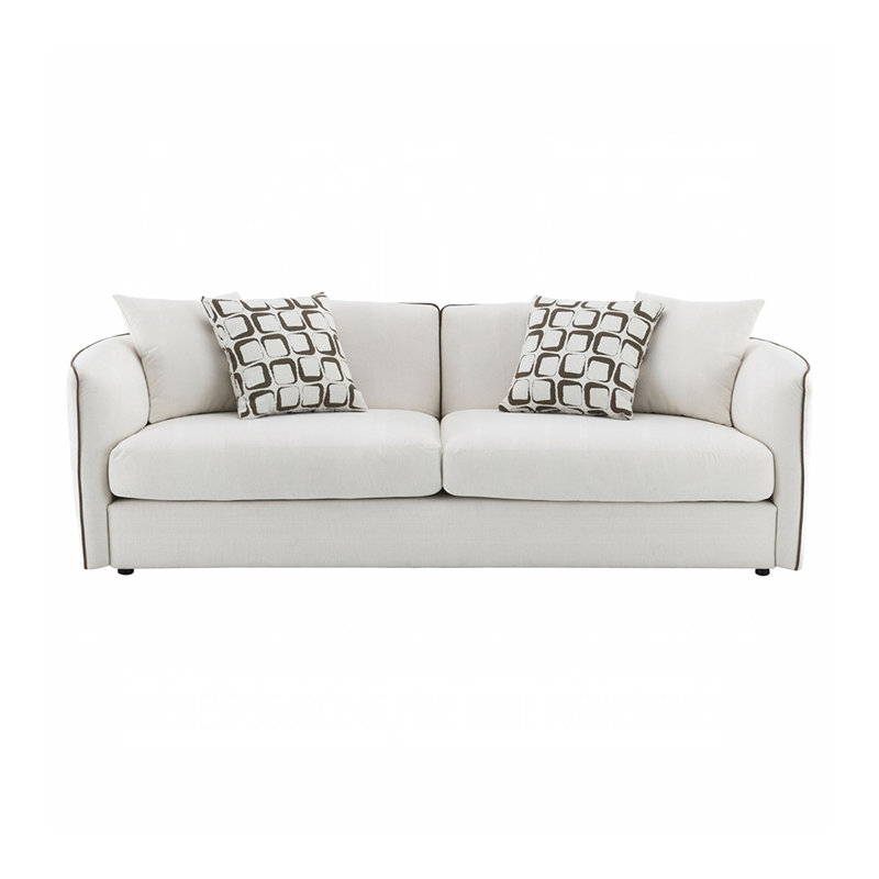 Canapé en chenille rembourré avec 4 coussins beige