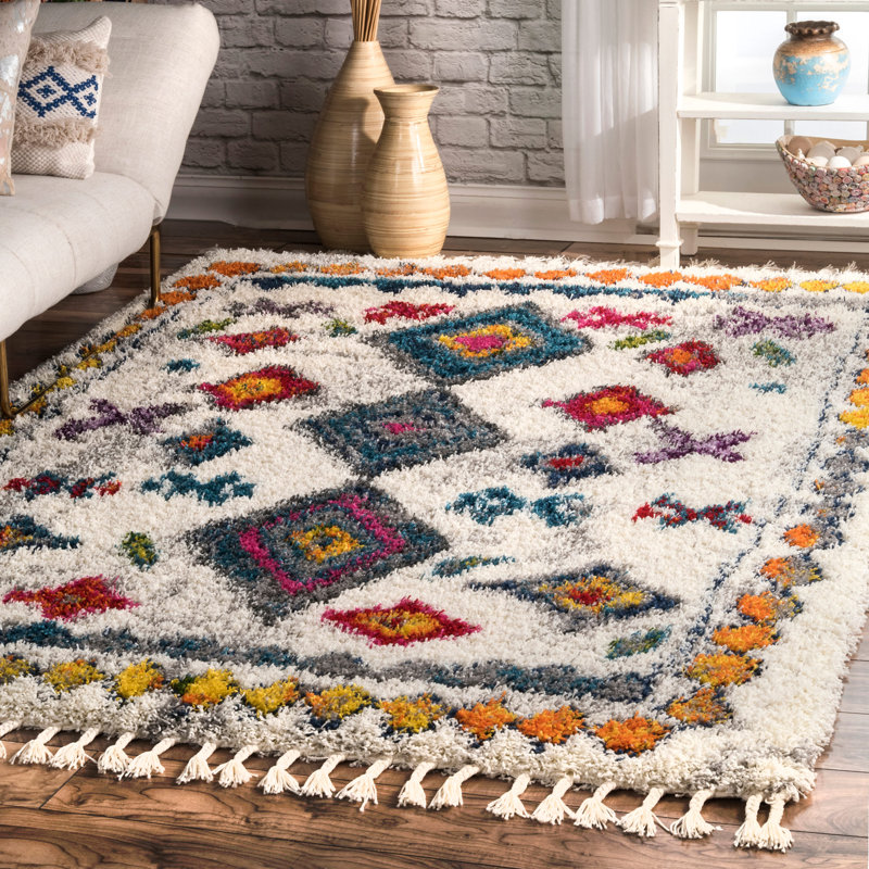 Tapis bleu / orange Jeb, Rectangle 4 pi x 6 pi 8 po
