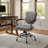 Gray Fabric Vintage Task Office Chair with Padded Armrest