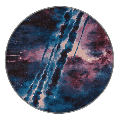 Machine Washable Space Purple Area Rug