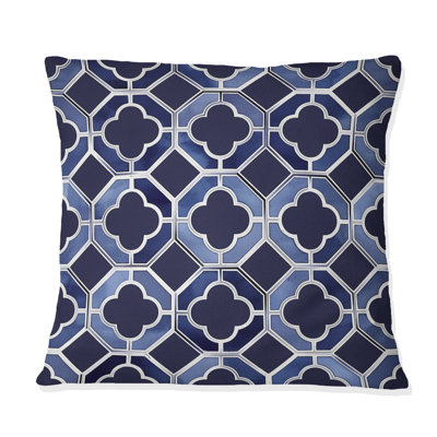 Coussin bleu et blanc Midcentury I - Midcentury