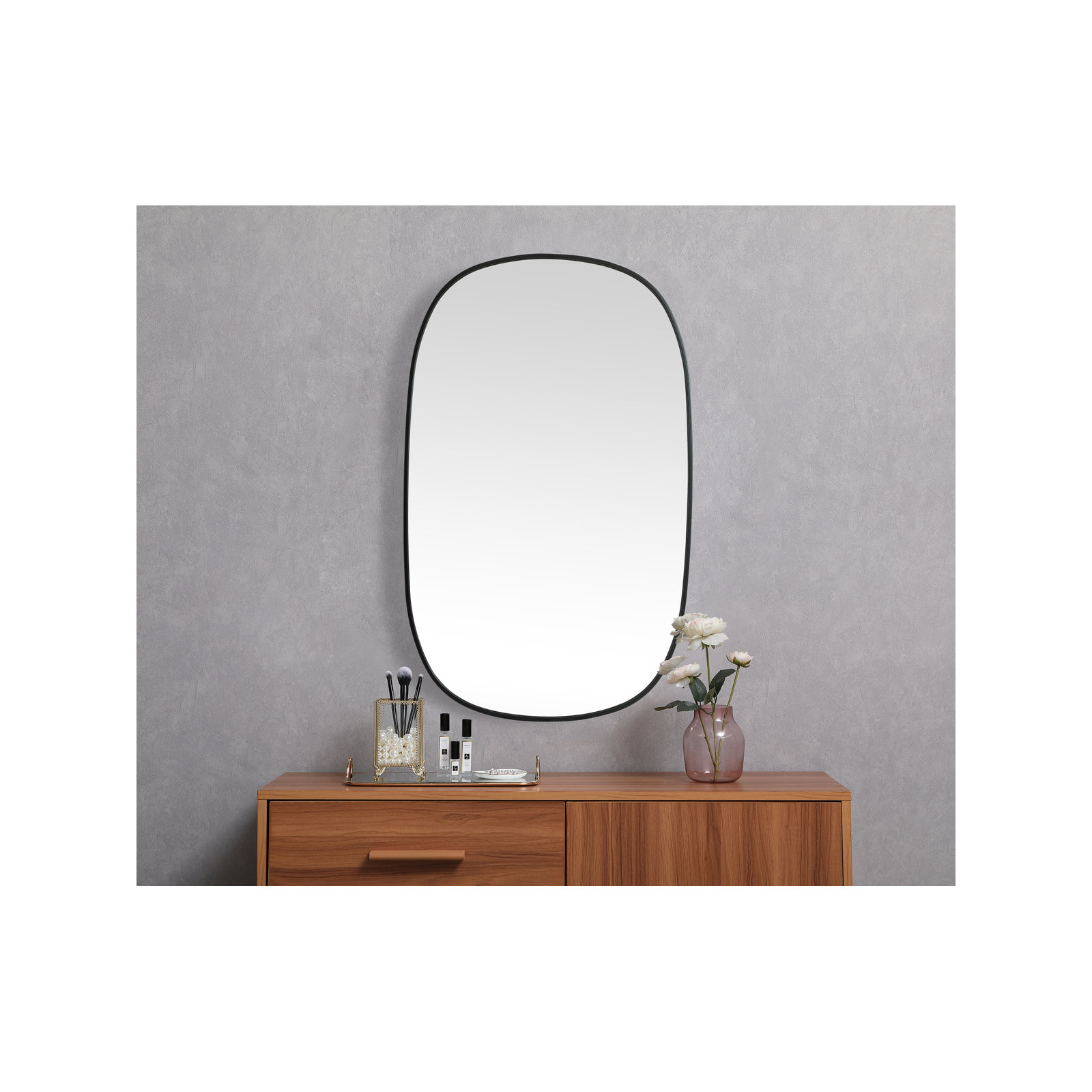 Bertin Metal Oval Wall Mirror, Black, 48"  x 30" 