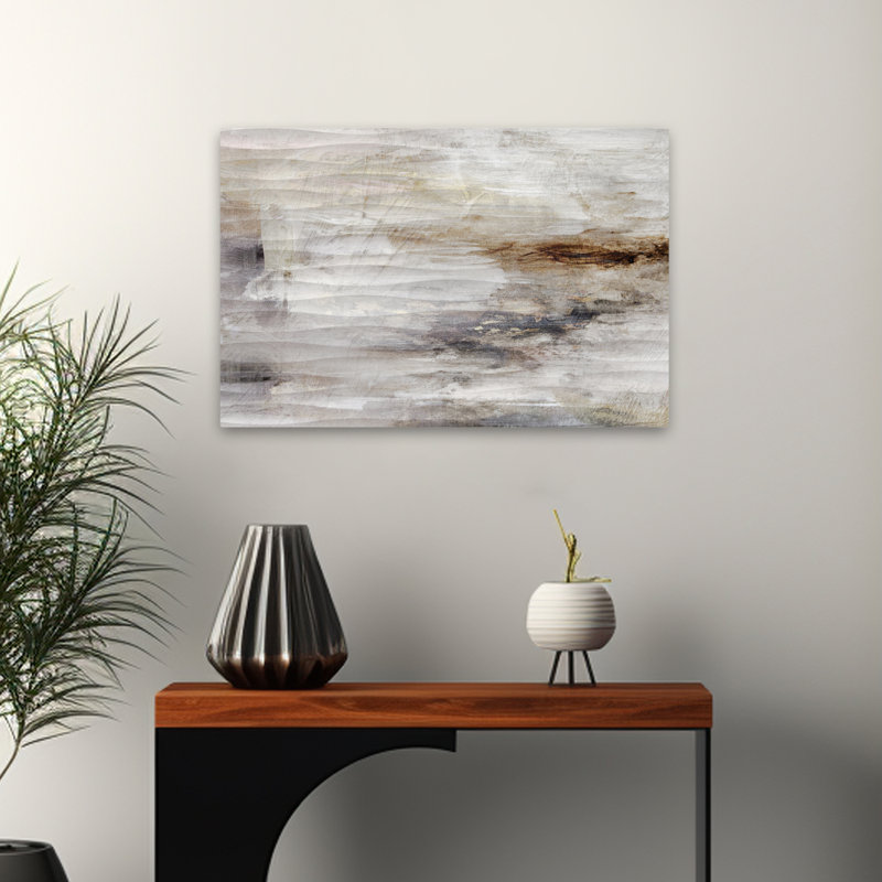 Échos en sourdine de terre patinée - Art abstrait texturé en acrylique, H 16 po x l 24 po