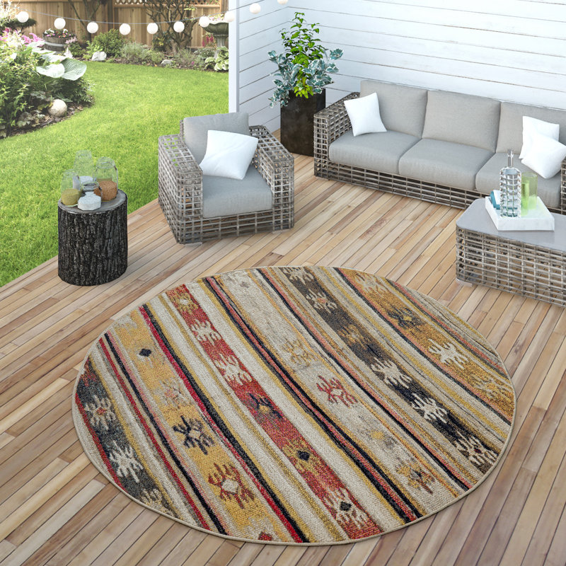 Claydon Aztec Pattern Area Rug, Round 160cm