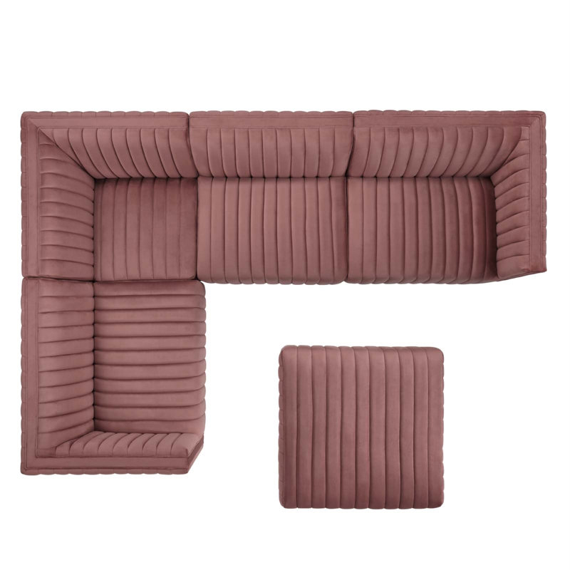 Canapé modulaire 5 pièces Conjure Channel, Rose 100% polyester, Face à la droite