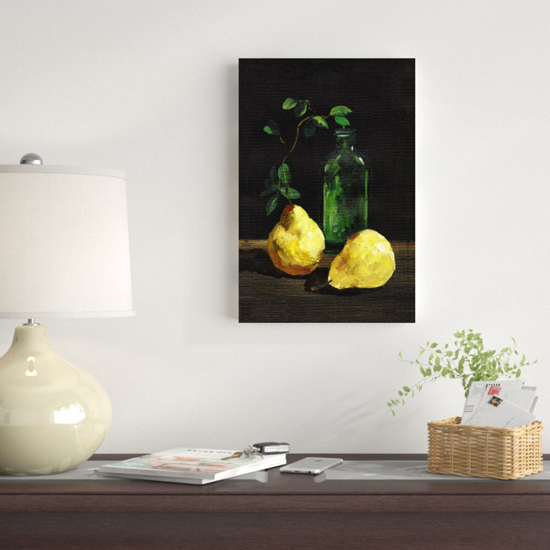 « Dark Lemon vase Still Life », reproduction d’art sur toile tendue, H 18 po x l 12 po