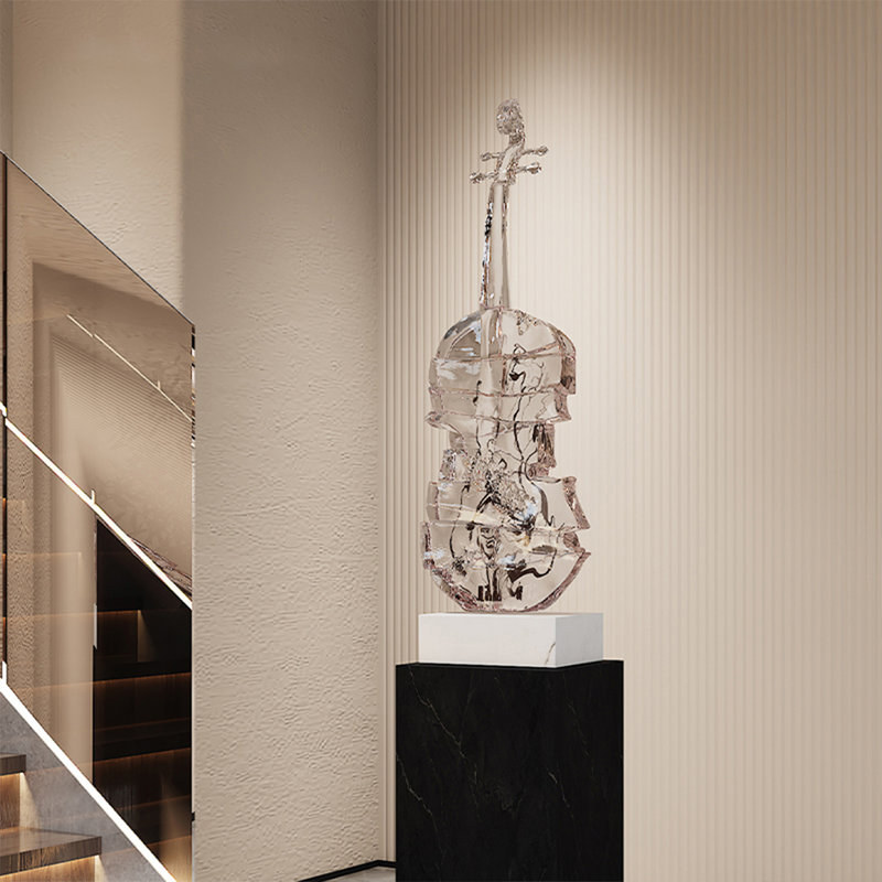 Sculpture violon en fibre de verre, article de décoration pour le hall d'entrée du salon, H 22,83 po x l 4,72 po x P 7,48 po