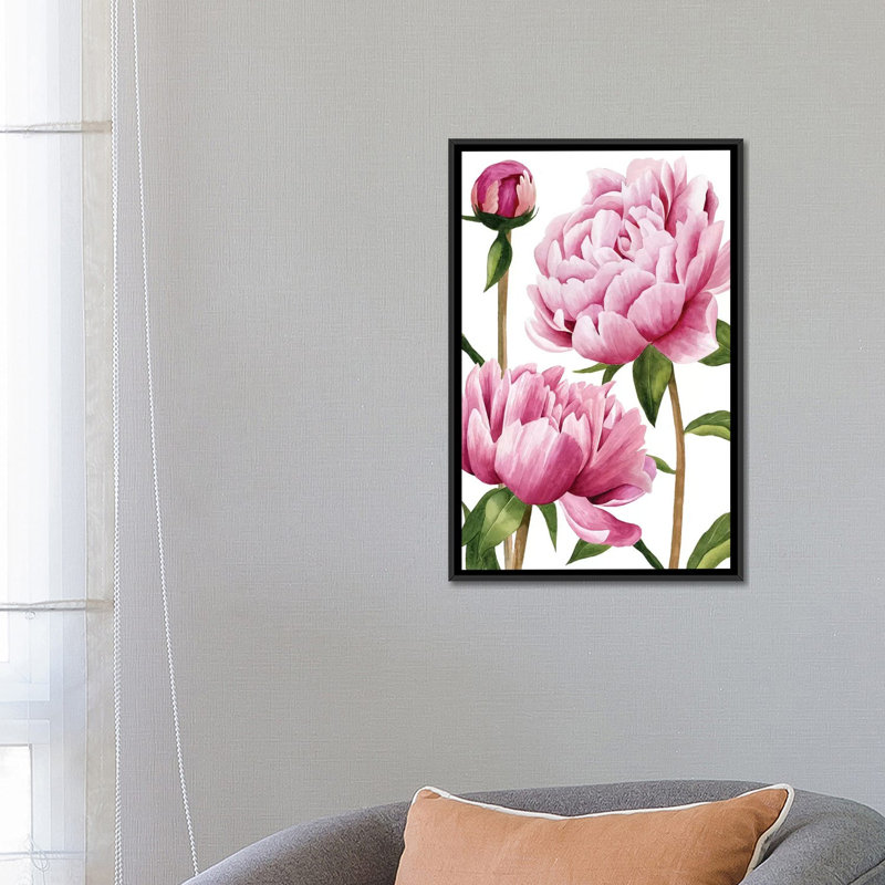« winsome pivoines i », reproduction sur toile, H 26 po x l 18 po x P 1,5 po, Toile avec cadre noir