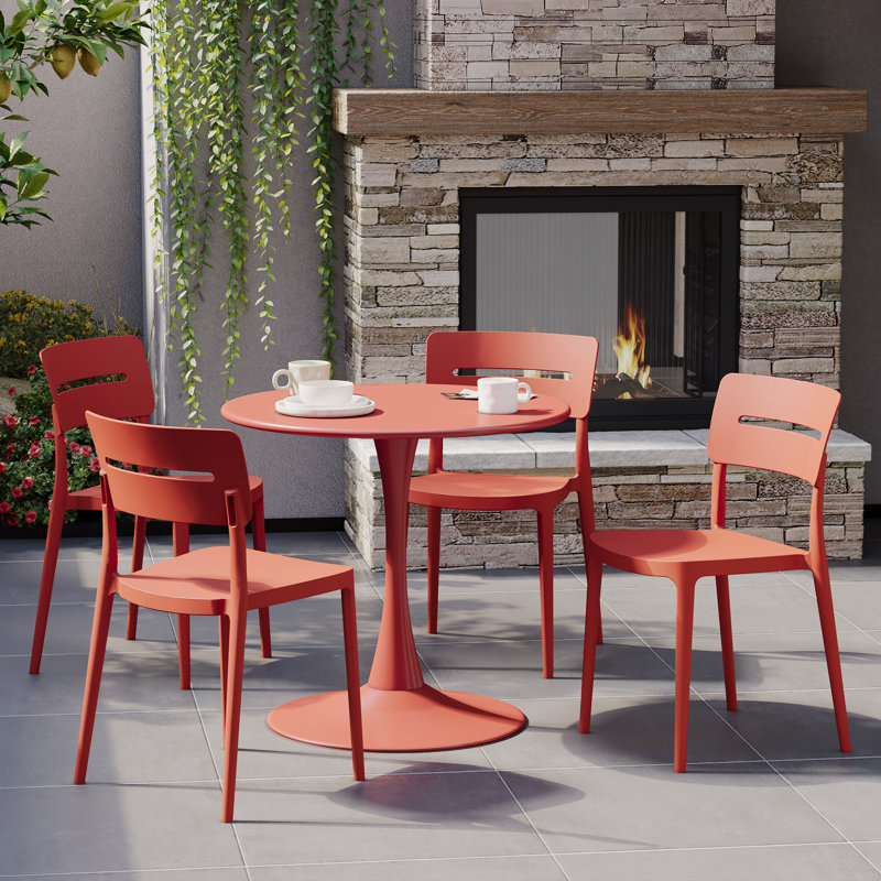 Ensemble repas extérieur pour 4 personnes, Rouge