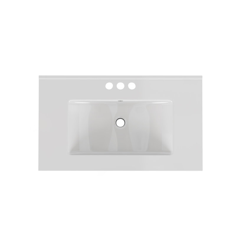 Lavabo de salle de bain 32 trous en céramique blanche 32 trous, convient à un meuble-lavabo de 31,5 pouces, trou de robinet pré-percé, design minimaliste moderne, durable et facile à nettoyer
