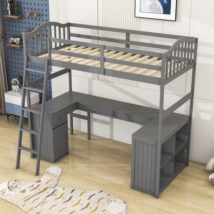 Harriet Bee Issleib Kids Twin Loft Bed with Drawers | Wayfair