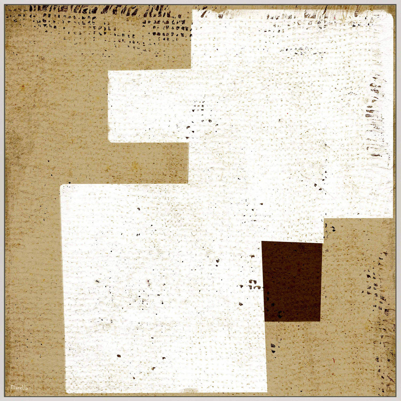 Squares 1 by Marco Marella for Studio M - Framed Wall Art, White, Canvas, 16" H x 16" W