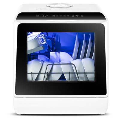 Countertop Dishwasher 3-In-1 Washing Modes Dishwasher 110V 800W Portable Dishwasher With Removable Filter 70℃ High-Temp Air-Cooled Drying Dishwasher