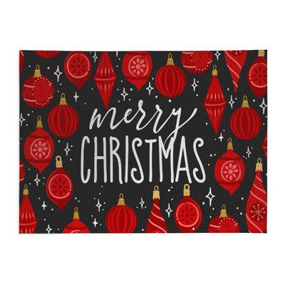 Tapis de cuisine à profil bas gris anthracite Ornaments Merry Christmas