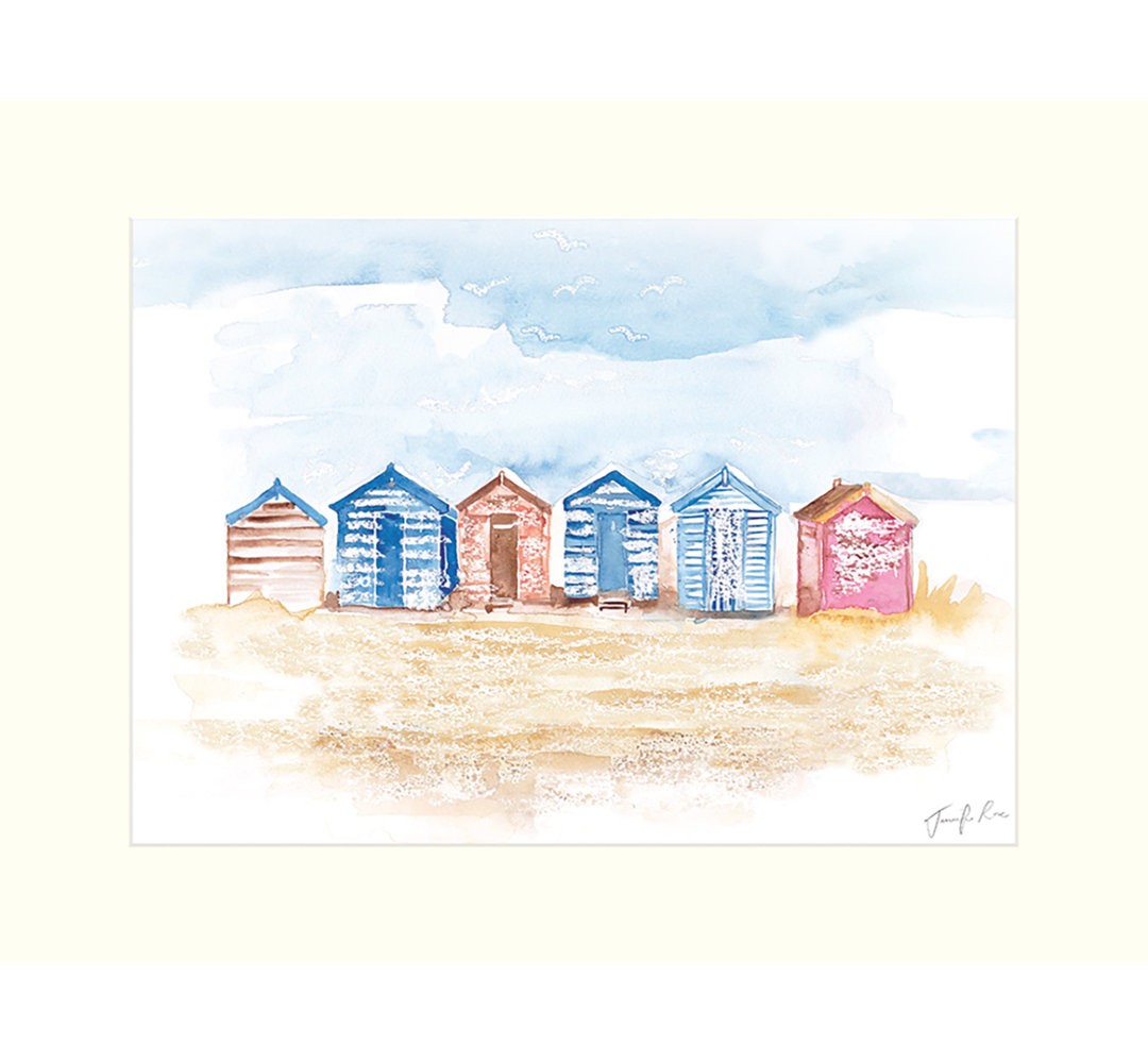 'Beach Huts' - Painting Print on Paper