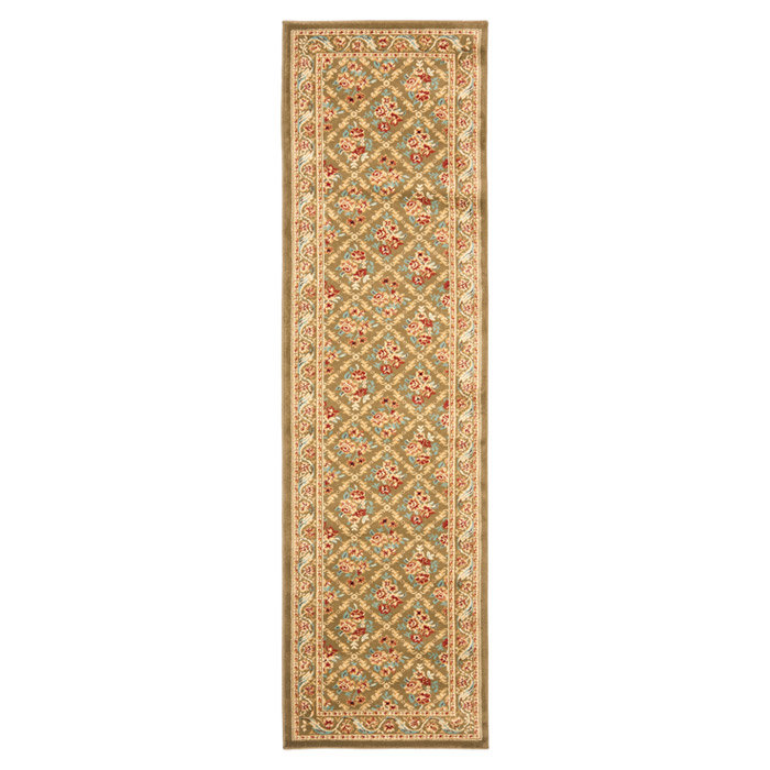 Tapis oriental vert Fransen, Tapis de couloir 2 pi 3 po x 16 pi
