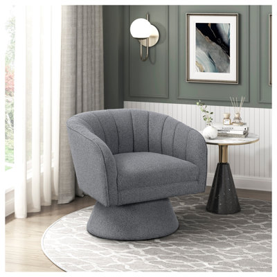 Chaise d'appoint pivotante moderne avec cadre en bois massif gris foncé